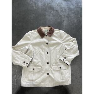 VINTAGE LL Bean Painters Chore Jacket Size XL White Coat Flannel Lining Clean!!